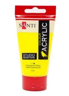 Краска акриловая Santi Studio флюорисцентная 75мл, Жёлтый