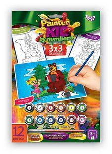 Раскраски по номерам на картоне DankoToys 3х3 PKN-01-03 3 картинки, 3 уровня сложности