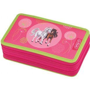 Пенал 2 отделения с наполнением Herlitz 50014255 Spring Horses 23 предмета