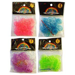 Резинки для плетения Rainbow Loom 200шт. неоновые 83** +крючок, Голубой