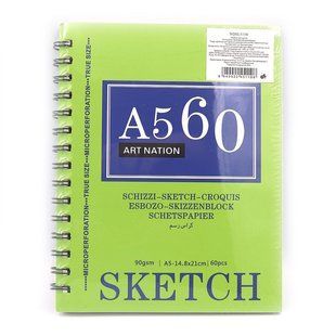 Альбом для ескізів скетчбук 16,3*21см 60арк 90г/м2 Art Nation SketchPad на спіралі XQSL5110