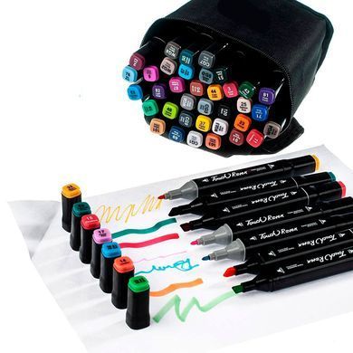 Маркер двустор. SketchMarker Touch чорні для паперу набір 48шт 8021-48/2362-48/2828-48/40659 в текстиль чохлі