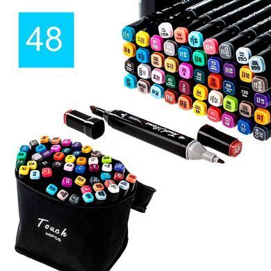 Маркер двустор. SketchMarker Touch чорні для паперу набір 48шт 8021-48/2362-48/2828-48/40659 в текстиль чохлі