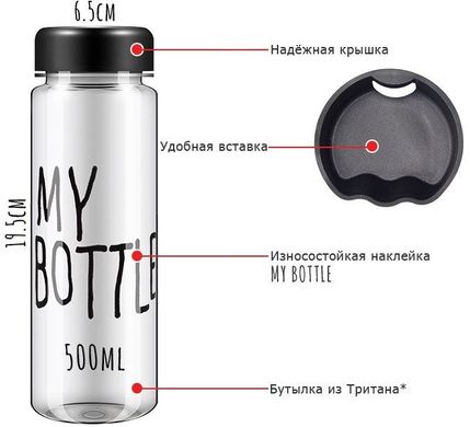 Пляшка для води My Bottle 500мл + чохол мікс MT850/422