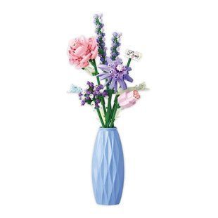 Конструктор 3D у вазі Blocks-bouquet Букет у блакитній вазі 12*12*30см, 303 деталі №2352
