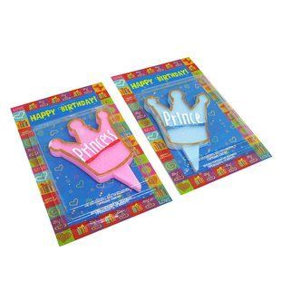 Свечи-набор для торта Party Candles 1 свечя Корона, розовая и голубая