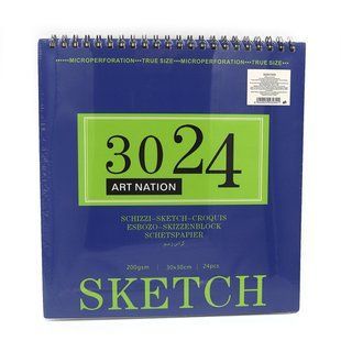 Альбом для ескізів скетчбук 30*30см 24арк 200г/м2 Art Nation SketchPad на спіралі XQSU3030