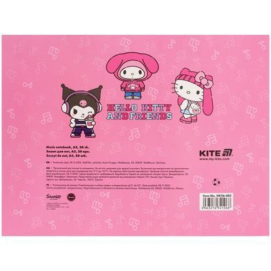 Нотний зошит Kite А5 20арк Hello Kitty HK26-405