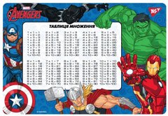 Подложка на стол Yes пластиковая 42,5*29см с таблицей умножения Marvel Avengers 492047