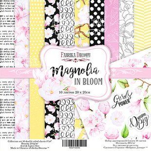 Набір паперу для скрапбукінгу Фабрика Декору FDSP-02053 Magnolia in bloom 20*20см 10арк + бонус 200г/м2
