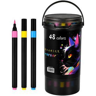 Маркер универсальный акриловый круглый Acrylic Marker набор 48 шт Cat №3371-48/0111 в пластиковом ведерке