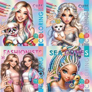 Раскраска 20*20 Фреш 8л. с наклейками Coloring, ассорти 8785-**