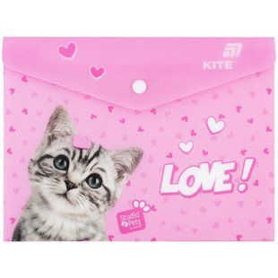 Папка А5 Kite пластик на кнопці Studio Pets SP25-245