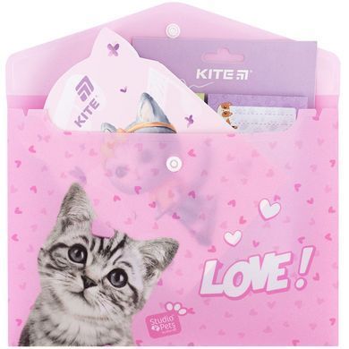 Папка А5 Kite пластик на кнопці Studio Pets SP25-245