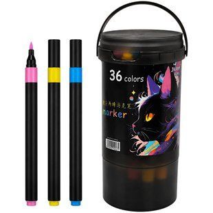 Маркер универсальный акриловый круглый Acrylic Marker набор 36 шт Cat №3371-36/0111 в пластиковом ведерке