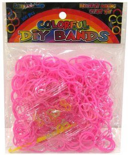 Резинки для плетения Rainbow Loom 300шт. однотонные Розовые 1908/A-s109 +крючок