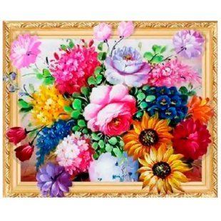 Алмазна мозаїка по номерам на холсті з 3D ефектом 40*50см Josef Otten ELT0497 Букет літа