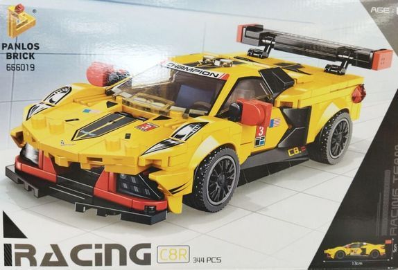 Конструктор 3D Blocks Brick Panlos Challenger car Corvette C8R, кор. 35,5*23,5*6см, 344 дет. 666019