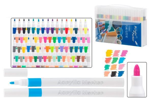 Маркер акриловий Acrylic Marker набір 80шт 1665-80/912-80/8812-80/1102-80