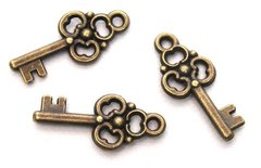 Підвіска металева, Ключ ажурний 20*10*2мм 10шт Антична бронза, Margo 98155718