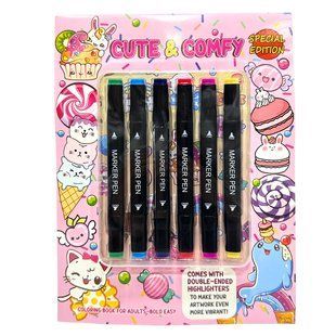 Набор для творчества, альбом раскраска 27*21см 32л. + маркеры, наклейки Kawaii sweets 17-012С