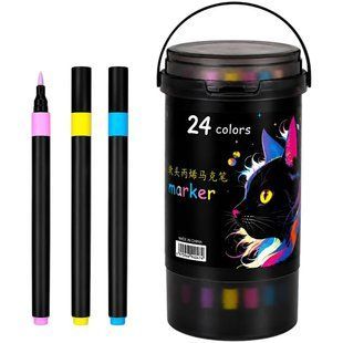 Маркер универсальный акриловый круглый Acrylic Marker набор 24 шт Cat №3371-24/0111 в пластиковом ведерке