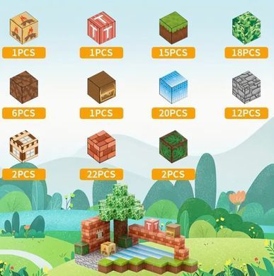 Конструктор 3D магнитный Magnetic Cube Minecraft, пакет 20*10*4см, 100 дет 2*2см H001