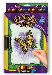 Набор для творчества DankoToys DT VGL-01-02 вышивка гладью с рамкой 21*31см Бабочка