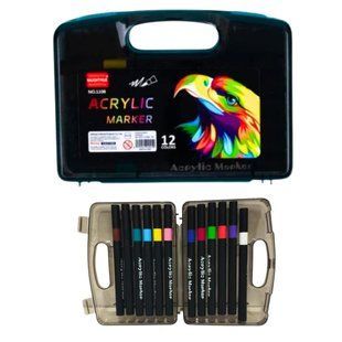 Маркер акриловий Acrylic Marker Eagle набір 12шт круглі, пензель 3369-12/1106-12 у пластиковому футлярі