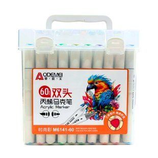 Маркер универсальный акриловый Aodemei двухсторонний Acrylic Marker набор 60 шт 6141-60 в пластиковом боксе