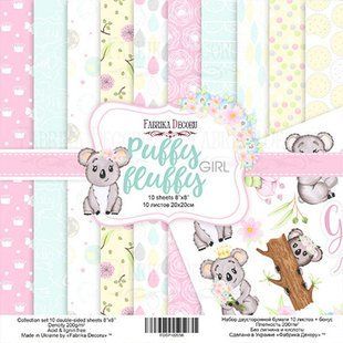 Набір паперу для скрапбукінгу Фабрика Декору FDSP-02058 Puffy Fluffy Girl 20*20см 10арк + бонус 200г/м2