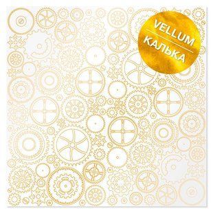 Калька (веллум) Фабрика Декору 30,5*30,5см 90г з фольгуванням FDFMA-2-024 Golden Gears