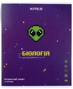 Зошит шкільний А5+ 48арк Kite предметний кл. Pixel Біологія K21-240-09
