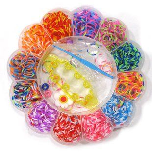 Резинки для плетения Tukzar Rainbow Loom 500шт.зебра Ассорти микс +крючок AN-28
