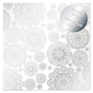 Ацетатный лист 30,5*30,5cм Фабрика Декору с фольгированием Silver Napkins FDFMA-1-040