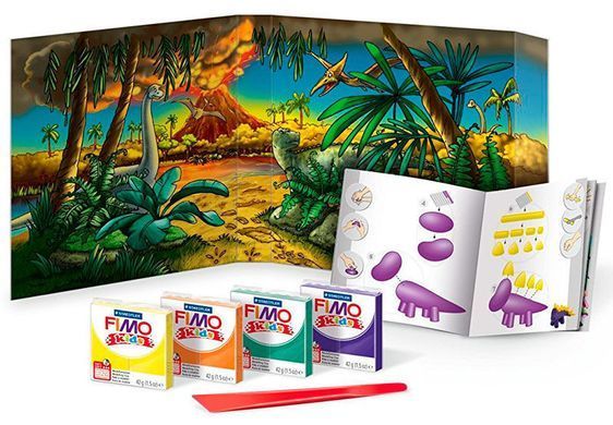 Глина полімерна FIMO kids набір 4шт. Динозавр 8039 07 LZ