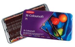 Олівці набір 36кол Derwent Coloursoft у металевій коробці D-0701028