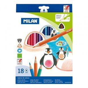 Олівці кольорові 18кол. тригранні Milan 0722318