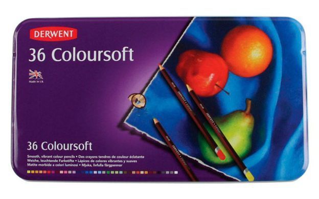 Карандаши набор 36цв. Derwent Coloursoft в металлической коробке D-0701028