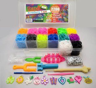 Набор для плетения резинками Rainbow Loom 2000шт. + мини-станок +аксессуары 2200