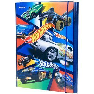 Папка-короб А4 на гумках Kite картон ДЛЯ ТРУДА Hot Wheels HW21-213