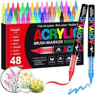 Маркер универсальный акриловый Acrylic Marker набор 48 шт 2025-48 на водной основе в пластиковом футляре