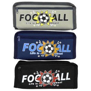 Пенал текстильный Лидер 19*9*4,5см, Foottball микс №942