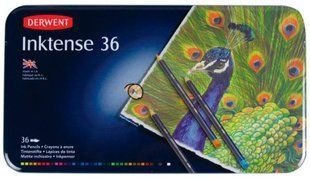Олівці акварельні набір 36кол Derwent Inktense у металевій коробці D-2301842