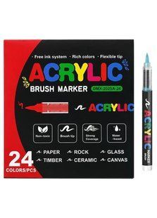 Маркер универсальный акриловый Acrylic Marker набор 24 шт 2025-24 на водной основе в пластиковом футляре