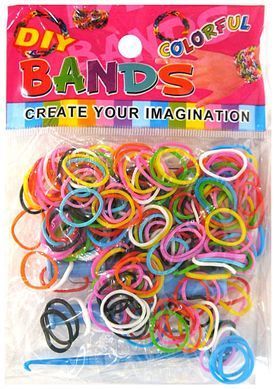 Резинки для плетения Rainbow Loom 200шт. однотонные микс Ассорти 1215 +рогатка +крючок