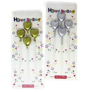 Свічки-набір для торта Party Candles 4 свічки Серця, золото-срібло RZ-1/7008/565755