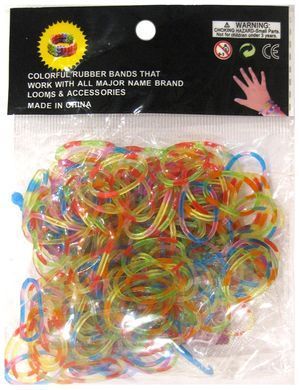 Резинки для плетения Rainbow Loom 200шт. зебра Ассорти микс полупрозрачные 1345/A-s196 +крючок
