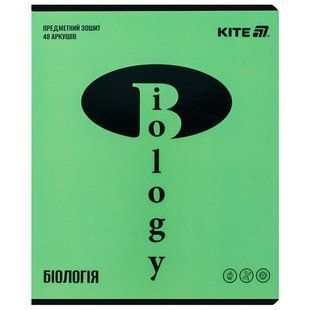Тетрадь школьная предметная А5+ 168*203мм 48л. Kite в клетку, Bright Биология K25-240-17