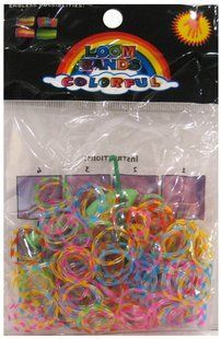 Резинки для плетения Rainbow Loom 200шт. зебра Ассорти микс полупрозрачные 1337 +рогатка +крючок